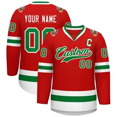 Red Kelly Green White Classic Hockey Jersey
