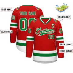 Red Kelly Green White Classic Hockey Jersey 2