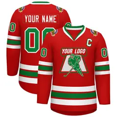 Red Kelly Green White Classic Hockey Jersey