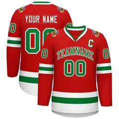 Red Kelly Green White Classic Hockey Jersey