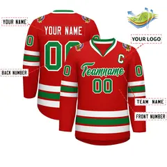 Red Kelly Green White Classic Hockey Jersey 2