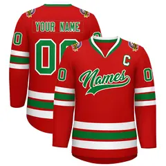Red Kelly Green White Classic Hockey Jersey