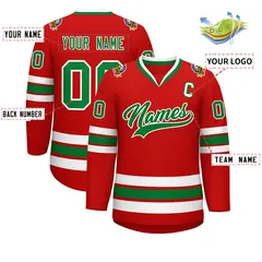 Red Kelly Green White Classic Hockey Jersey 2