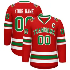 Red Kelly Green White Classic Hockey Jersey
