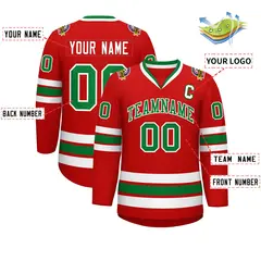 Red Kelly Green White Classic Hockey Jersey 2