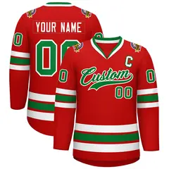 Red Kelly Green White Classic Hockey Jersey
