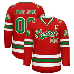 Red Kelly Green White Classic Hockey Jersey