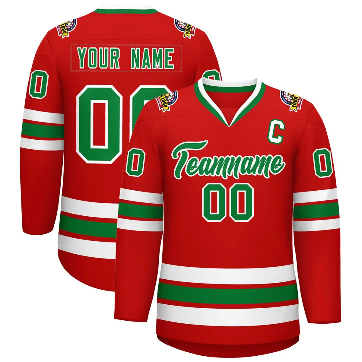 Red Kelly Green White Classic Hockey Jersey