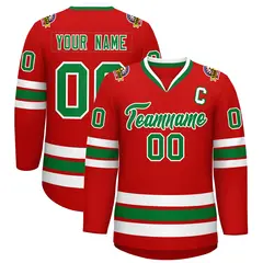 Red Kelly Green White Classic Hockey Jersey