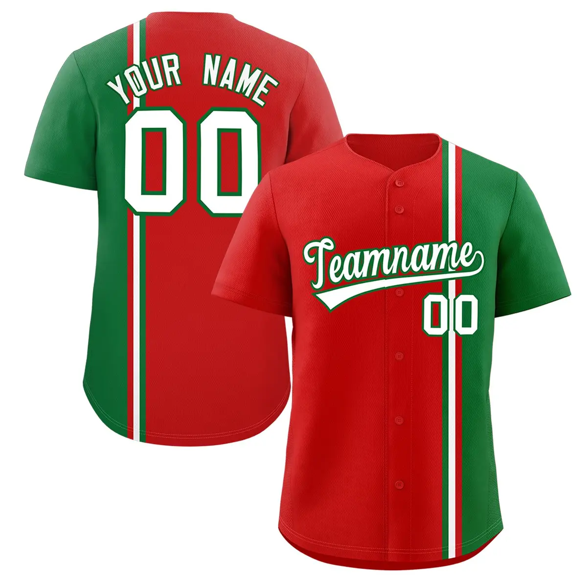 Red Kelly Green-White Color Block Authentic Baseball Jersey