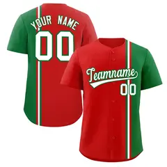 Red Kelly Green-White Color Block Authentic Baseball Jersey 1
