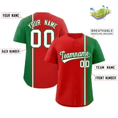 Red Kelly Green-White Color Block Authentic Baseball Jersey 2