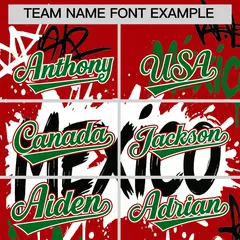 Red Kelly Green White Graffiti Mexican Style Baseball Jersey 4