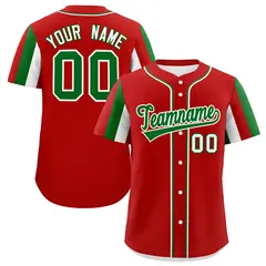 Red Kelly Green White Graffiti Mexican Style Baseball Jersey 1