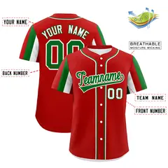 Red Kelly Green White Graffiti Mexican Style Baseball Jersey 3