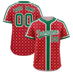 Red Kelly Green-White Plaid Authentic Baseball Jersey 1
