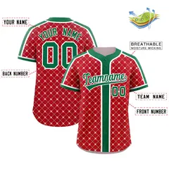 Red Kelly Green-White Plaid Authentic Baseball Jersey 2