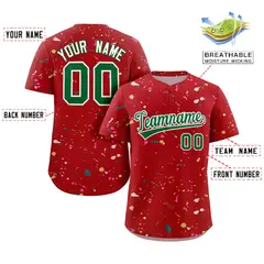 Red Kelly Green-White Splash Graffiti Striped Baseball Jersey 2