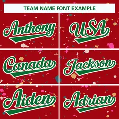 Red Kelly Green-White Splash Graffiti Striped Baseball Jersey 3