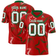 Red Kelly Green-White Star Graffiti Pattern Football Jersey