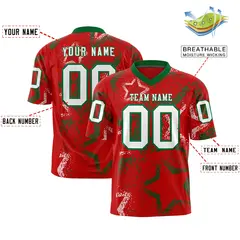 Red Kelly Green-White Star Graffiti Pattern Football Jersey 2