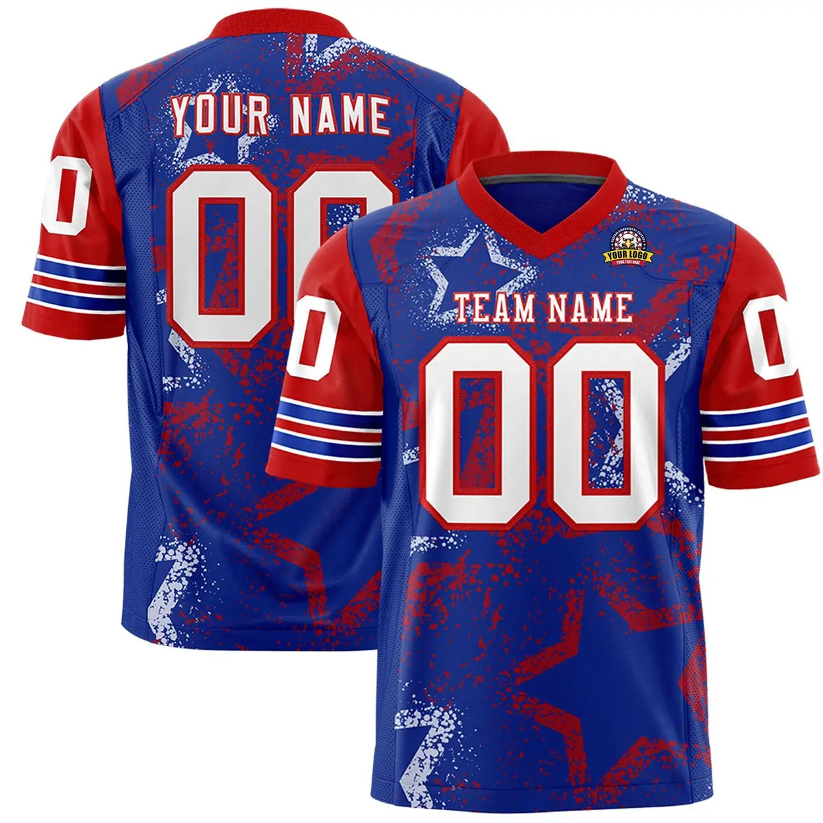Red Kelly Green White Star Pattern Authentic Football Jersey