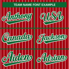 Red Kelly Green-White Stripe Varsity Bomber Jacket with Raglan Sleeves 5