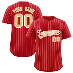 Red Khaki and White Bi-Color Stripes Fashion Baseball Jersey 1
