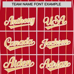 Red Khaki and White Bi-Color Stripes Fashion Baseball Jersey 3