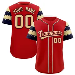 Red Khaki Black Sleeve Flag Lace Baseball Jersey 1