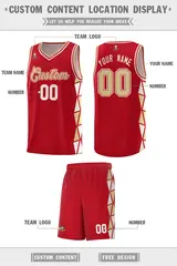 Red Khaki-Cream Triangle Splicing Basketball Jersey 2