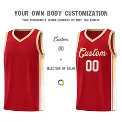 Red Khaki Gradient Fashion Sports Basketball Jersey 3