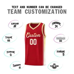 Red Khaki Gradient Fashion Sports Basketball Jersey 4