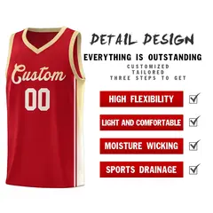 Red Khaki Gradient Fashion Sports Basketball Jersey 5