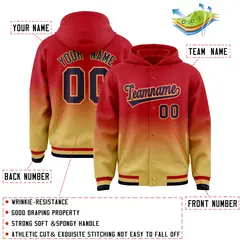 Red Khaki Gradient Letterman Varsity Jacket Hoodie 4