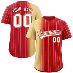 Red Khaki Gradient Pinstripe Baseball Jersey 1