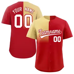 Red Khaki Half Gradient Authentic Baseball Jersey 1