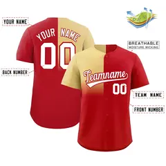 Red Khaki Half Gradient Authentic Baseball Jersey 2