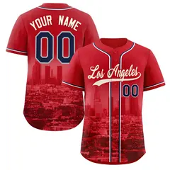 Red Khaki Los Angeles City Skyline Baseball Jersey 1