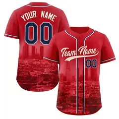 Red Khaki Los Angeles City Skyline Baseball Jersey 1