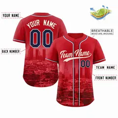 Red Khaki Los Angeles City Skyline Baseball Jersey 2