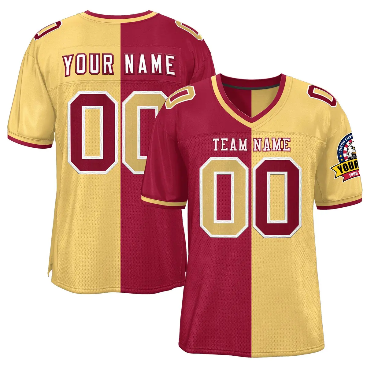 Red Khaki Split Two Tone Authentic Football Jersey