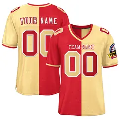 Red Khaki Split Two Tone Authentic Football Jersey 1