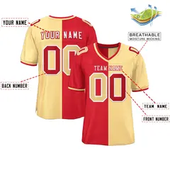 Red Khaki Split Two Tone Authentic Football Jersey 2
