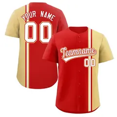 Red Khaki-White Color Block Authentic Baseball Jersey 1