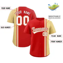 Red Khaki-White Color Block Authentic Baseball Jersey 2
