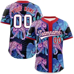 Red Leopard Graffiti Pattern Authentic Baseball Jersey