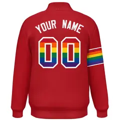 Red LGBT Rainbow Pride Month Letterman Baseball Jacket 4