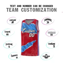 Red Light Blue-Navy Tear Graffiti Basketball Jersey 4