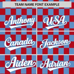 Red Light Blue Plaid Fashion Authentic Baseball Jersey 3